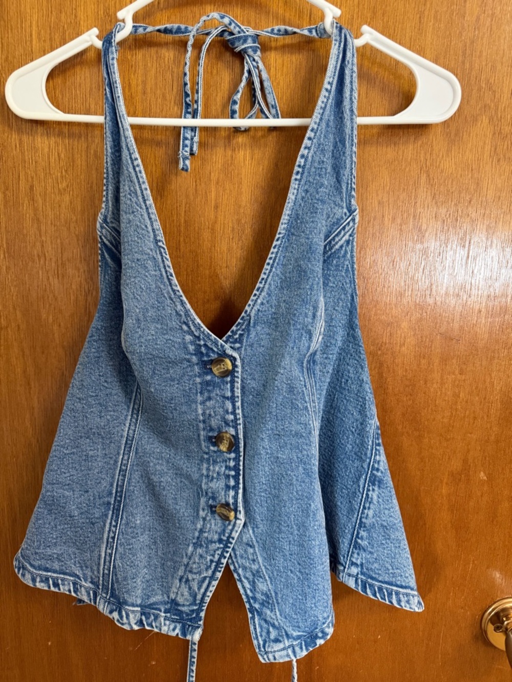 American Eagle Outfitters Light Blue Denim Halter Top